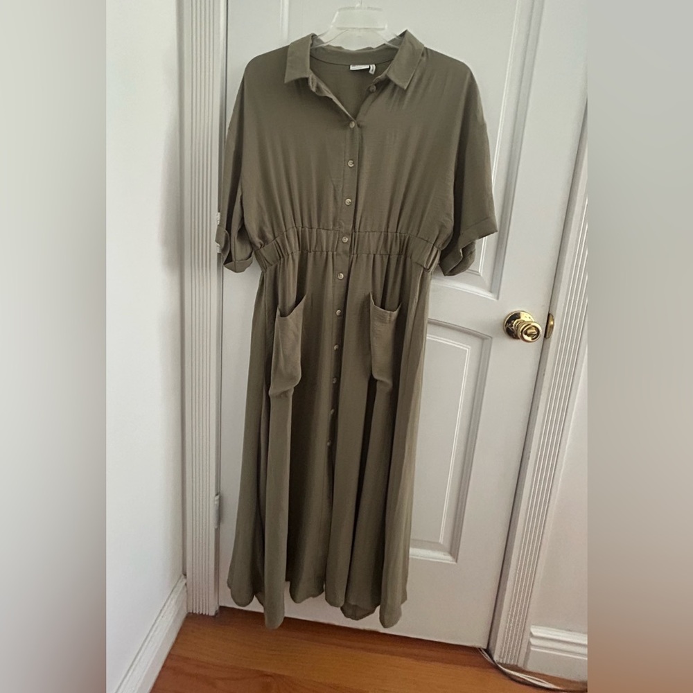 Asos Design Button Through Elastic Waist Midi Shi… - image 1